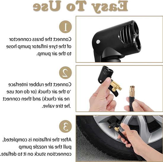 Dailygoods - Dubbel Hoofd Adapter voor Fietspomp - Ventiel Connector voor Snelle Inflatie — afbeelding 4