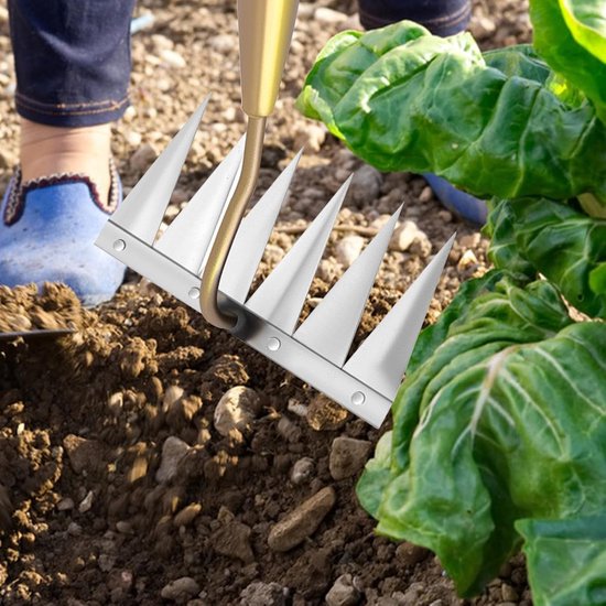 Onkruidhark - Wieden Hark Handhark - Onkruid Verwijderen - Ergonomische Handgreep - 18 centimeter breed - Zes tanden — afbeelding 3