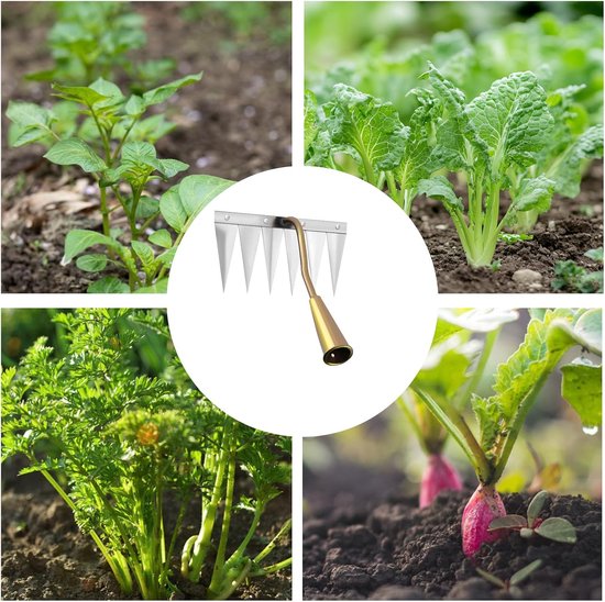 Onkruidhark - Wieden Hark Handhark - Onkruid Verwijderen - Ergonomische Handgreep - 18 centimeter breed - Zes tanden — afbeelding 5