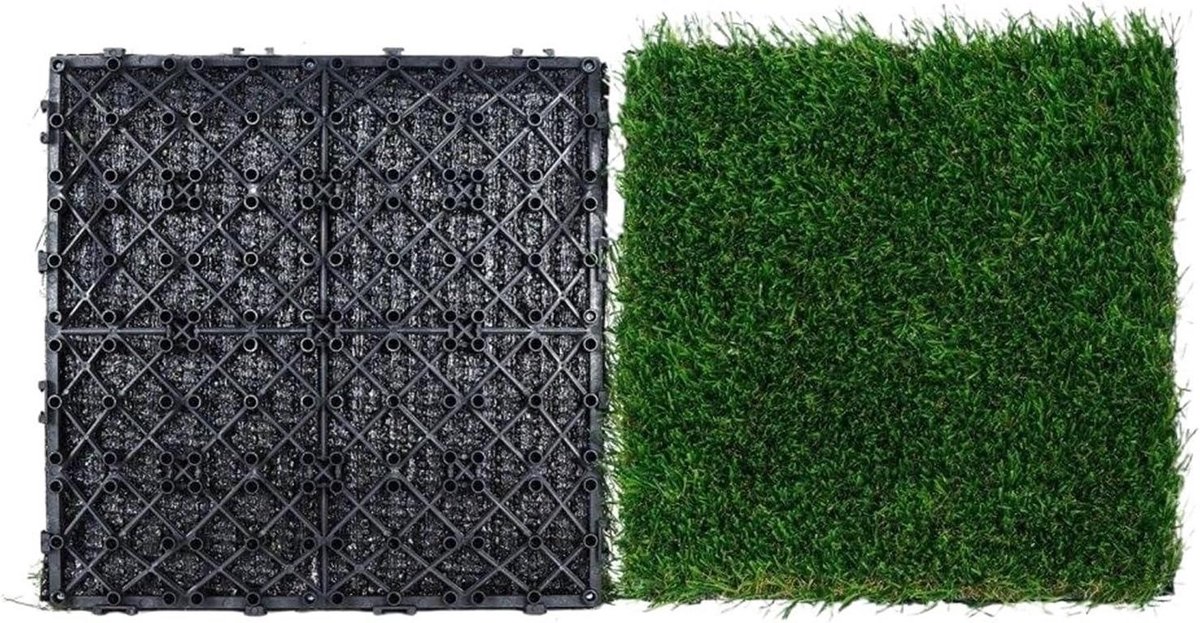 Kunstgras Tegels - Turf Deck Set - Tuin Decoratie - Zelfdrainerend - 12x12 Inch - Groen