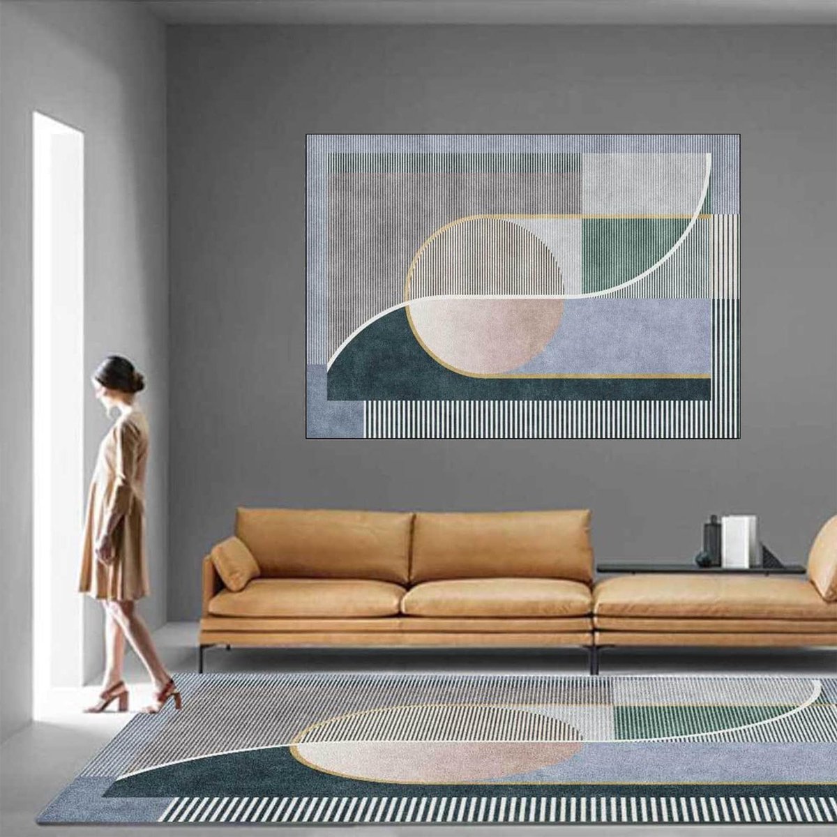 Vloerkleed Geometrisch - Tapijt Woonkamer - Interieur Decoratie - Geschikt voor vloerverwa