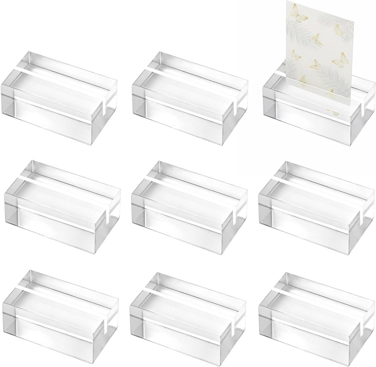 Set van 9 Heldere Acryl Kaarthouders voor Menu's, Naamkaarten en Foto's - Ideaal voor Restaurants, Bruiloften en Feestjes (5 x 3 x 2 cm)