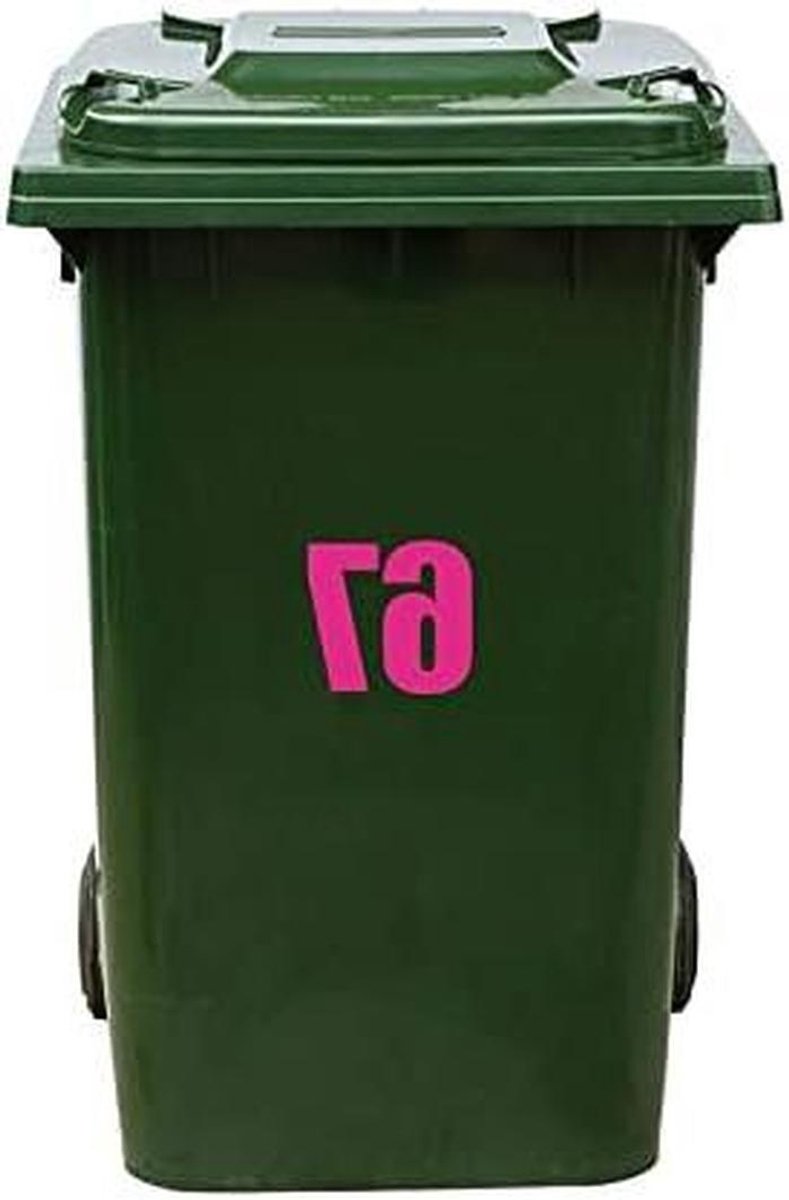 Kliko Sticker - Nummer Sticker - Afvalbak Markeren - Zelfklevend Vinyl - 21 x 17 cm - Roze