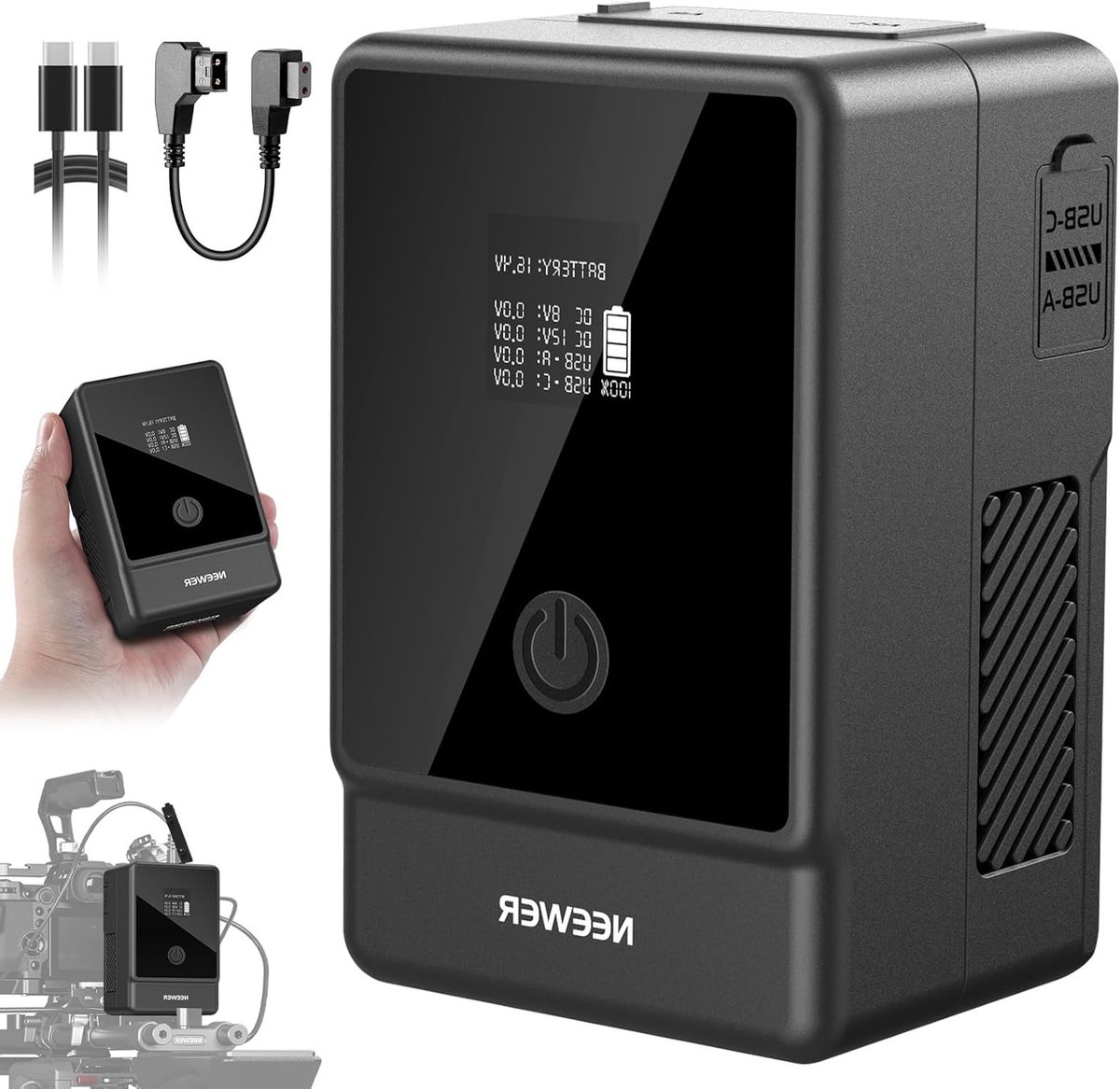 Krachtige 6800mAh V-Mount Batterij met OLED Display, D-Tap en Type C, Ideaal voor Camera en Video-opnames, Snelle PD65W USB C Oplading