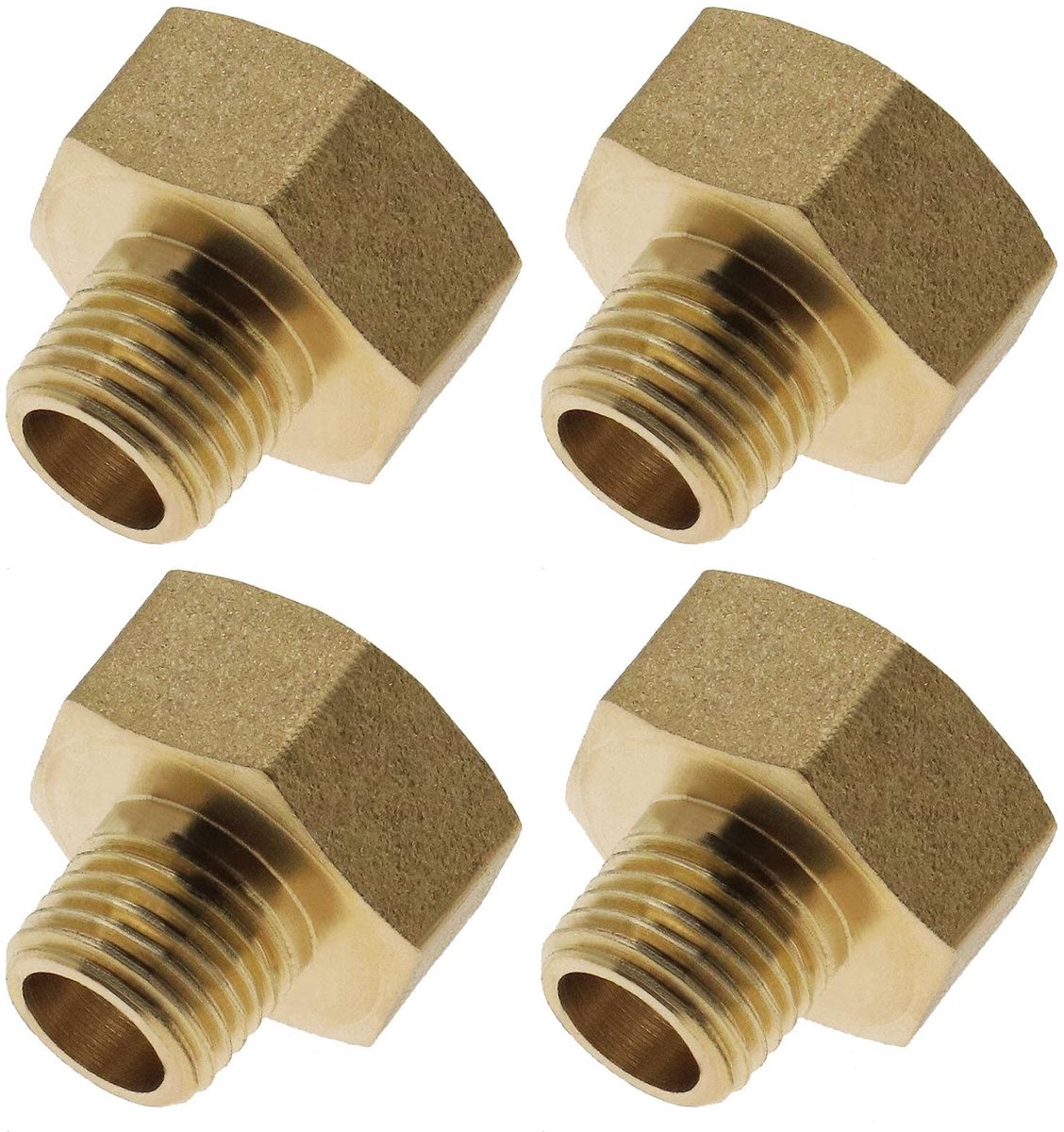 Dailygoody - Pijp adapters - Messing conversie - Goud - Reducerende adapter - 4 stuks - Geschikt voor lucht water gas stookolie