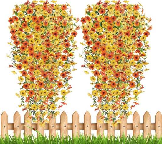 Kunstorchideeën - Nepbloemen Zijden bloemen - Woondecoratie - Weerbestendig UV-bestendig - 75 cm - Oranje geel