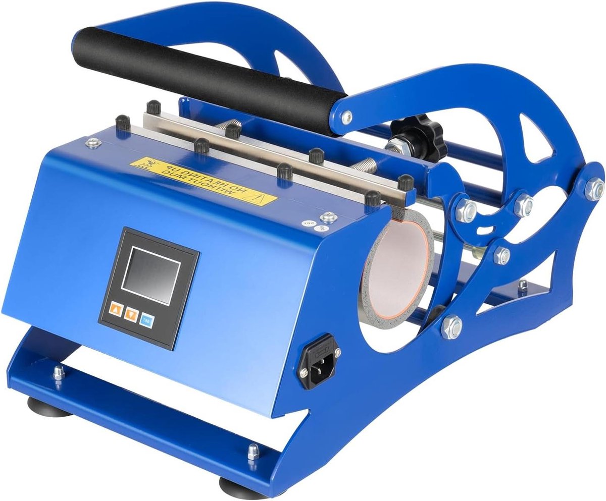 Mokkenpers Machine - Hittepers Mokken - Bekers Personaliseren - 6-in-1 Systeem - 500 W - Blauw en zwart
