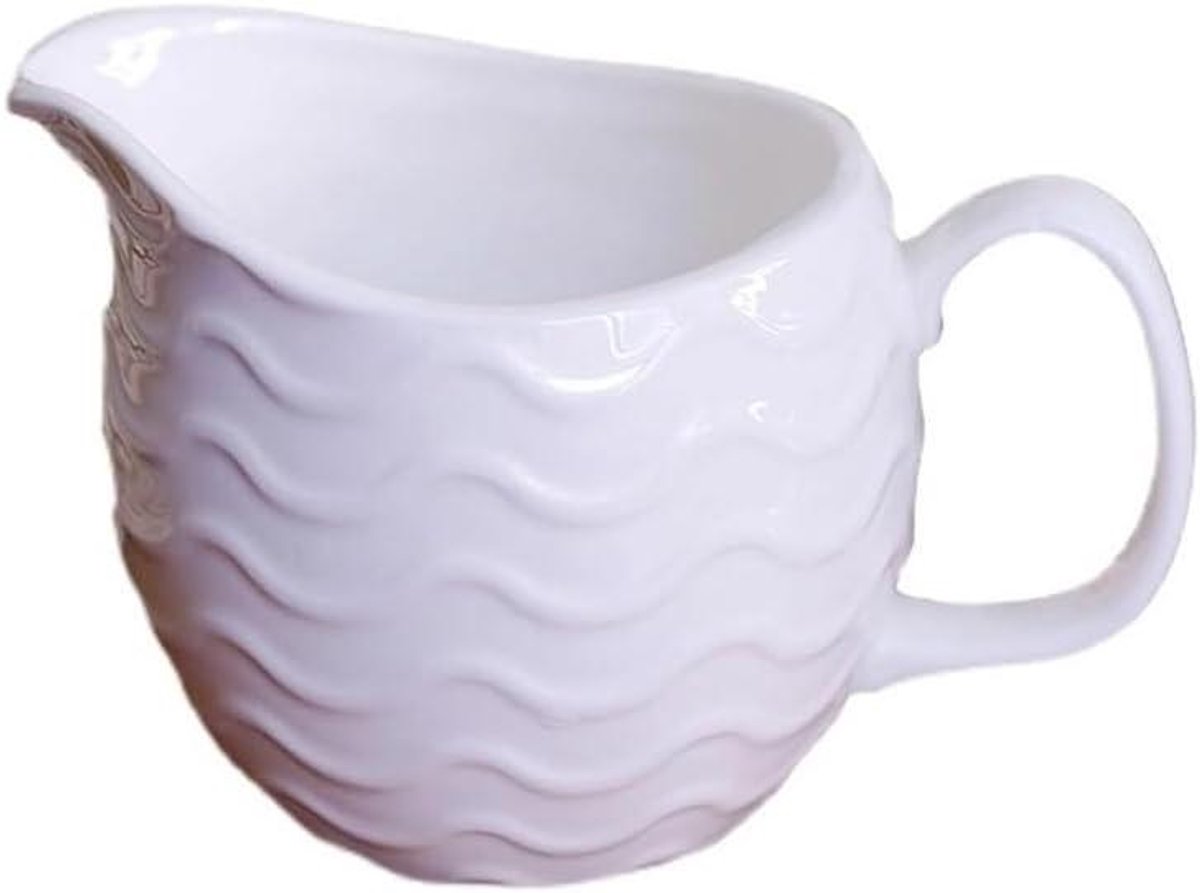 Sauskom Keramiek - Melkkan Juskom - Schenken van Sauzen - Golfpatroon Design - 300 ml - Wit