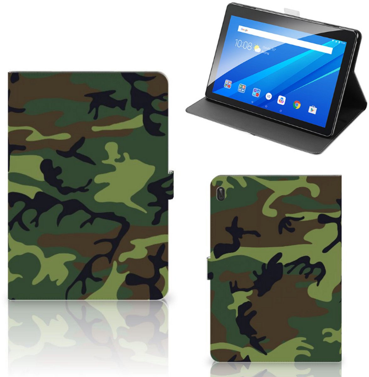 Book Case voor Lenovo Tab E10 Tablet Hoes Army Dark