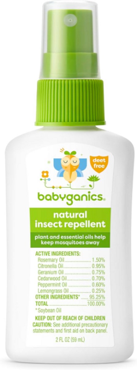 Babyganics Insect Spray 59ml – Natuurlijke Muggenspray voor Baby & Kind – Met Plantaardige & Essentiële Oliën – Deetvrij – Zachte Bescherming Tegen Insecten – Reisformaat