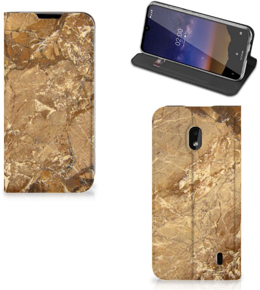 Nokia 2.2 Standcase Marmer Creme