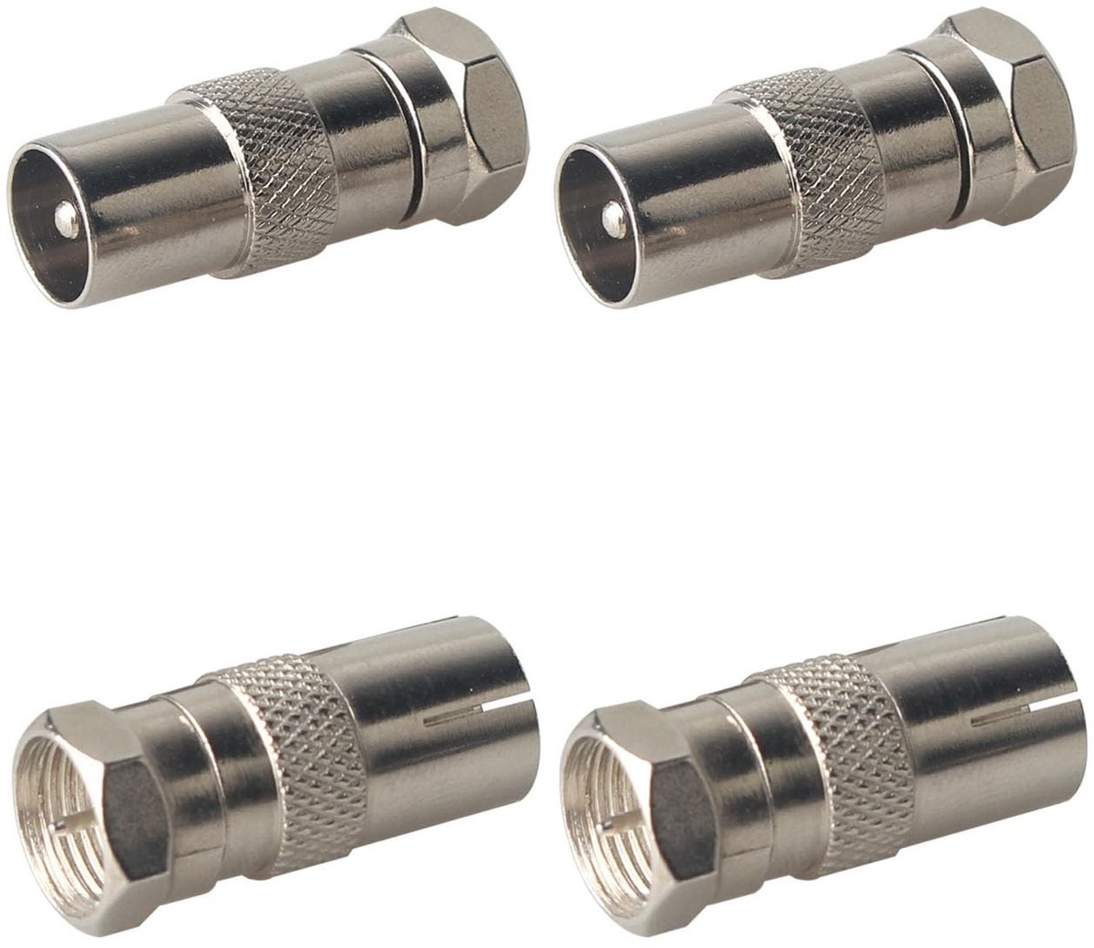 Allecto - Coaxiale kabel - TV - Antenne en satelliet - Adapter - F-connector - Signaaloverdracht - Coax - Wit - 4 stuks