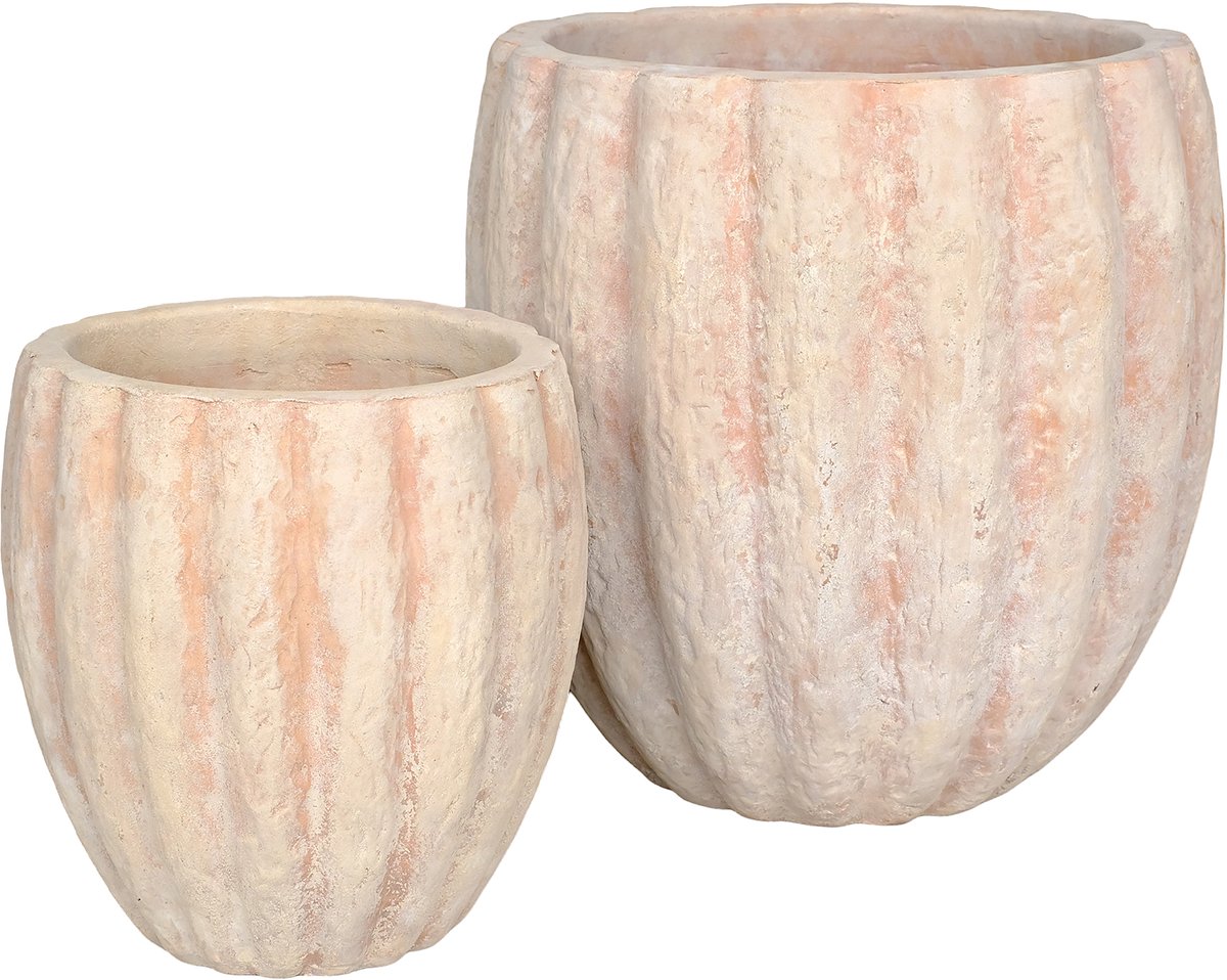PTMD Kendra Natural Terracotta High Bars Bombey Pot SV2 Naturel