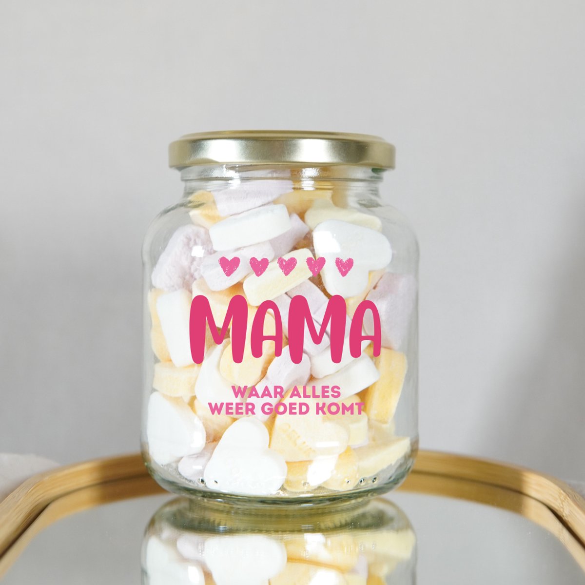 Snoeppot Mama waar alles weer goed komt - 370ml - Glas - Cadeau Mama - Moederdag - Moederdag Cadeautje - Moederdag Cadeau voor Mama