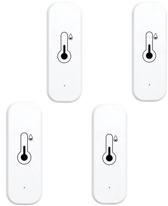 WiFi Thermometer Hygrometer 4-Delig - Temperatuur En Vochtigheid Meter - App Meldingen - Externe Monitoring-Compatibel Met Slimme Binnenthermometer En Hygrometer-Met App waarschuwing
