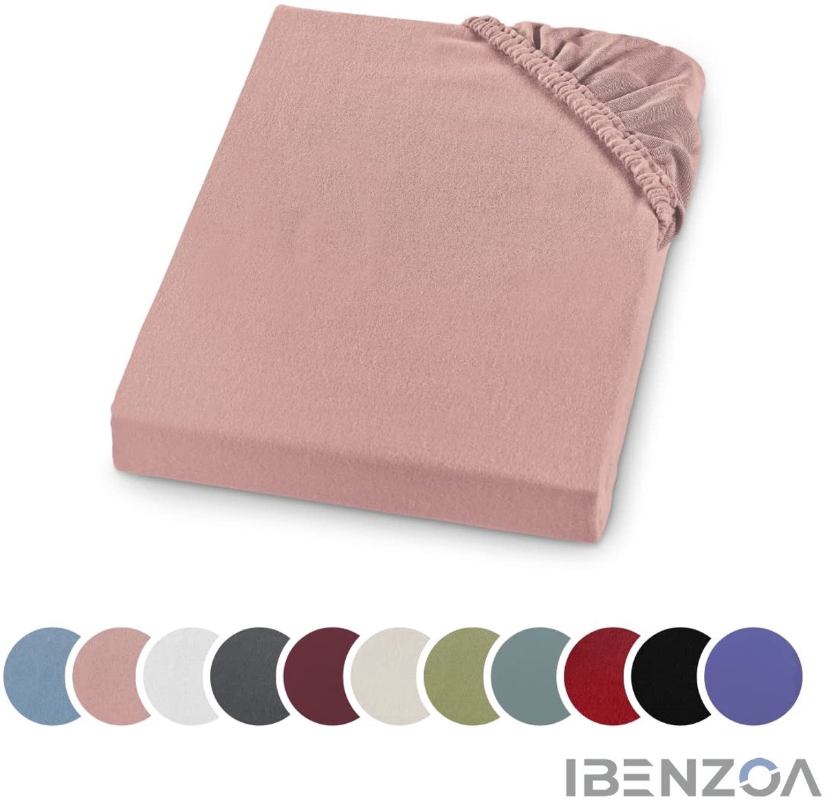 Ibenzoa Hoeslaken - Flanel - 90x200 cm - Roze - 100% Katoen