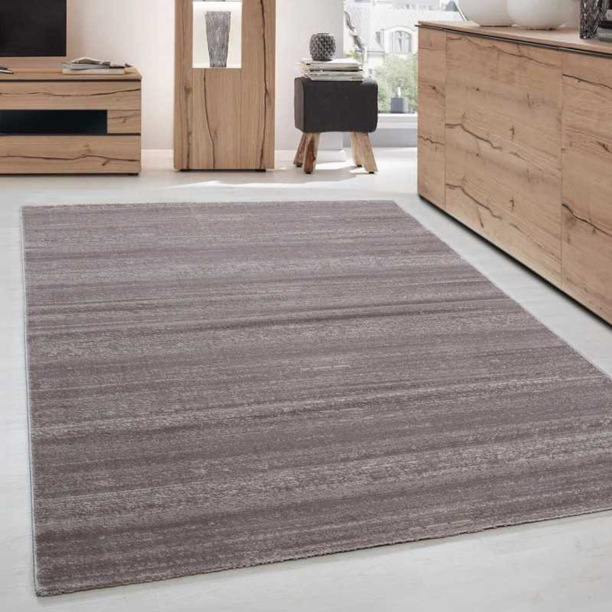 TapisTrend Designer tapijt Beige 80x150 cm Modern, kortpolig vloerkleed voor de woonkamer, mokka