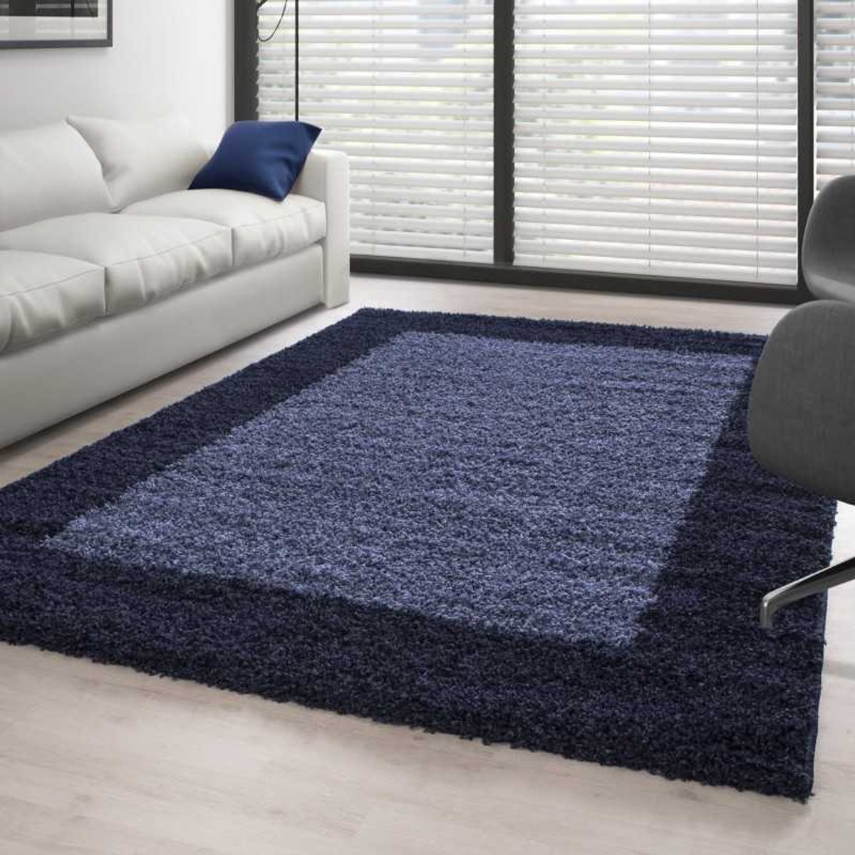 TapisTrend Harig tapijt Donkerblauw en blauw 300x400 cm Hoogpolig vloerkleed, design 2
