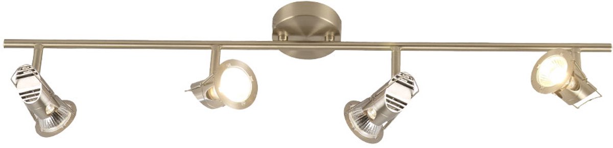 Plafondlamp Spot strip plafondlamp zilver Woonkamerlamp met verstelbare spots, mat nikkel, 4x GU10, LxH 78,5x15cm