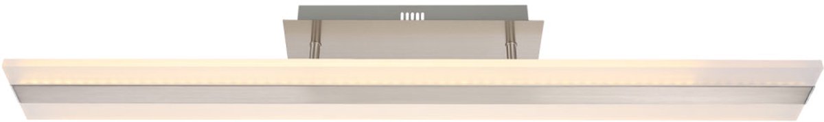 Plafondlamp woonkamerlamp zilver LED plafondlamp eettafel, gemaakt van aluminium met satijnen kap, 1x 28W 1x 2240lm 3200K, LxH 90x12 cm