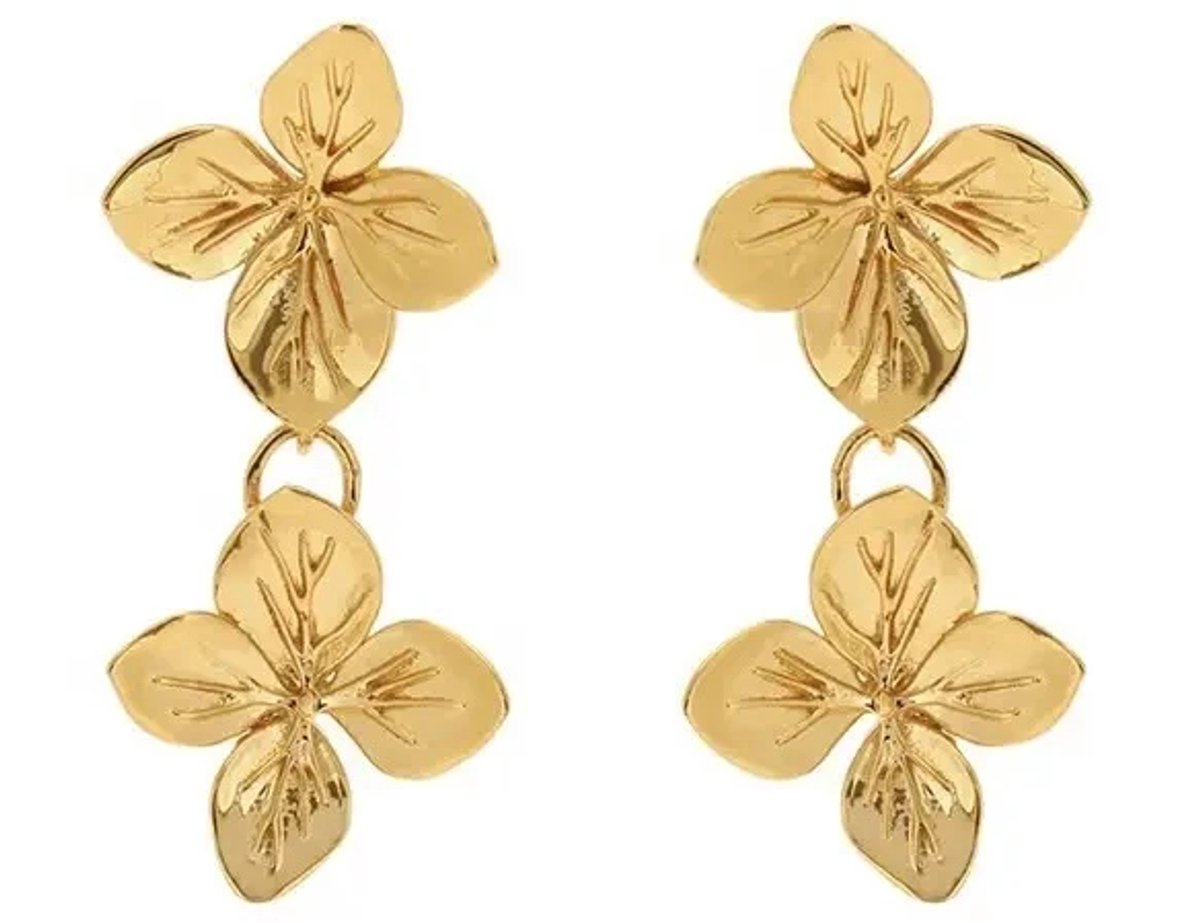 Oorsteker bloemen/goldplated/3.3cm