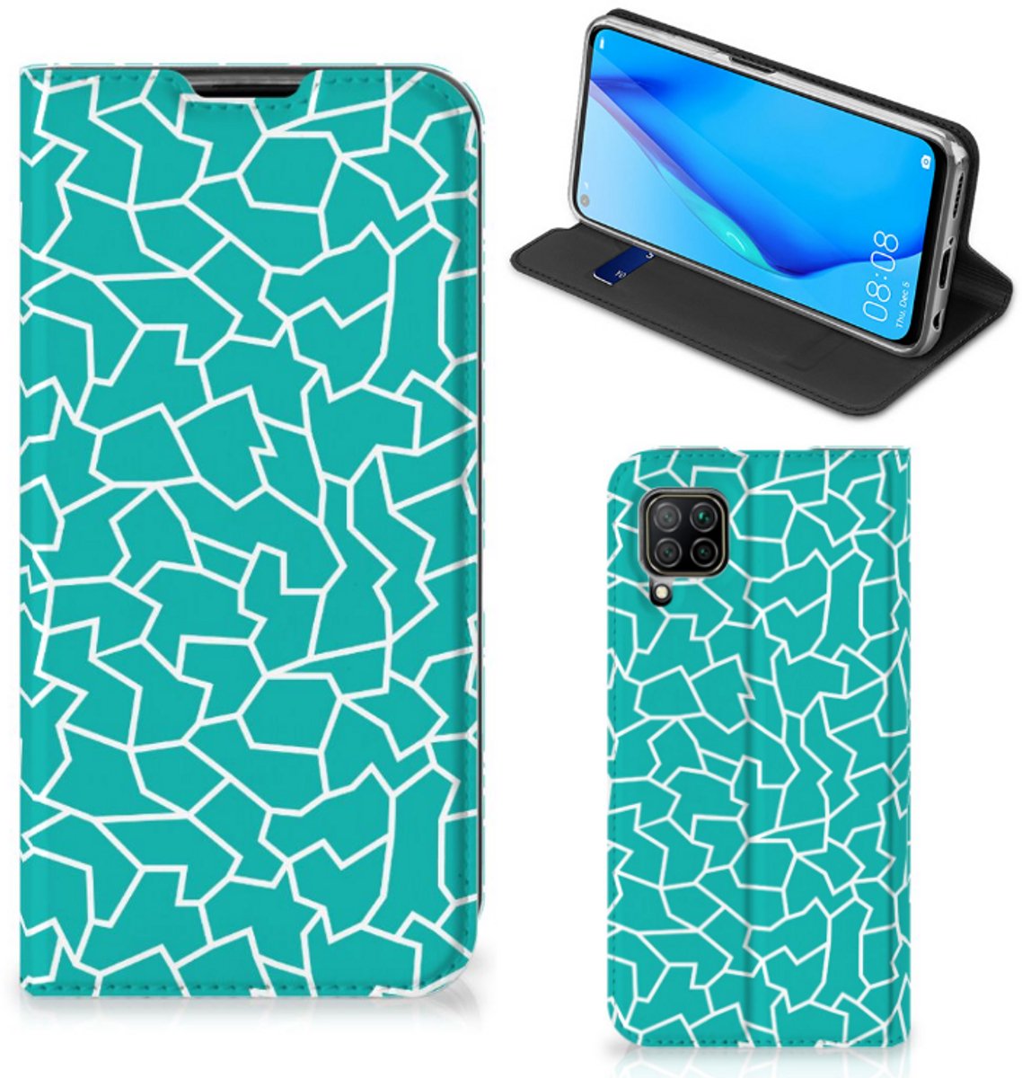 Huawei P40 Lite Bookcase Cracks Blue