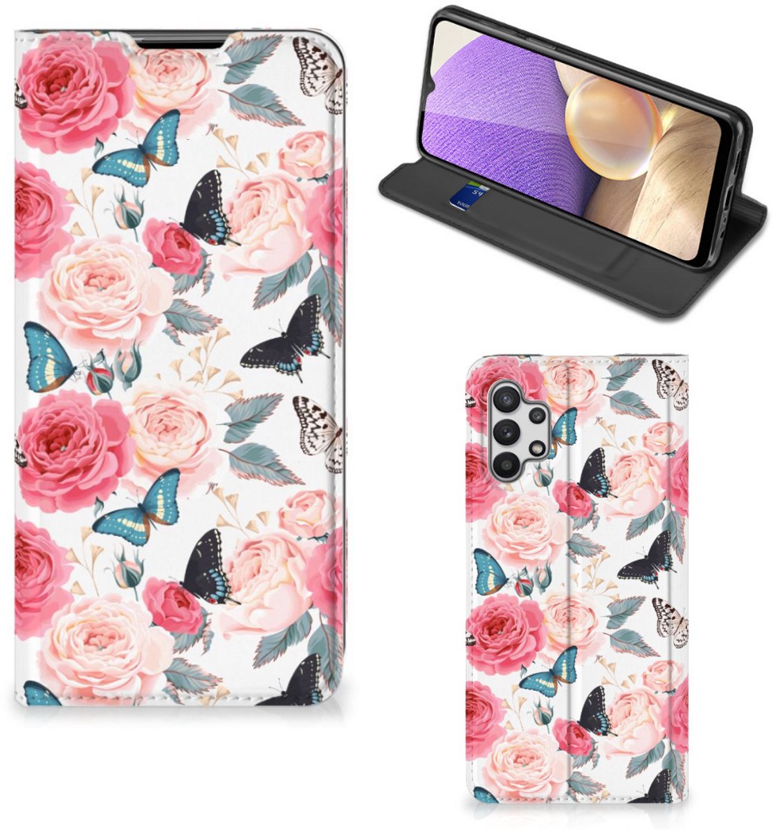 Samsung Galaxy A32 5G Smart Cover Butterfly Roses