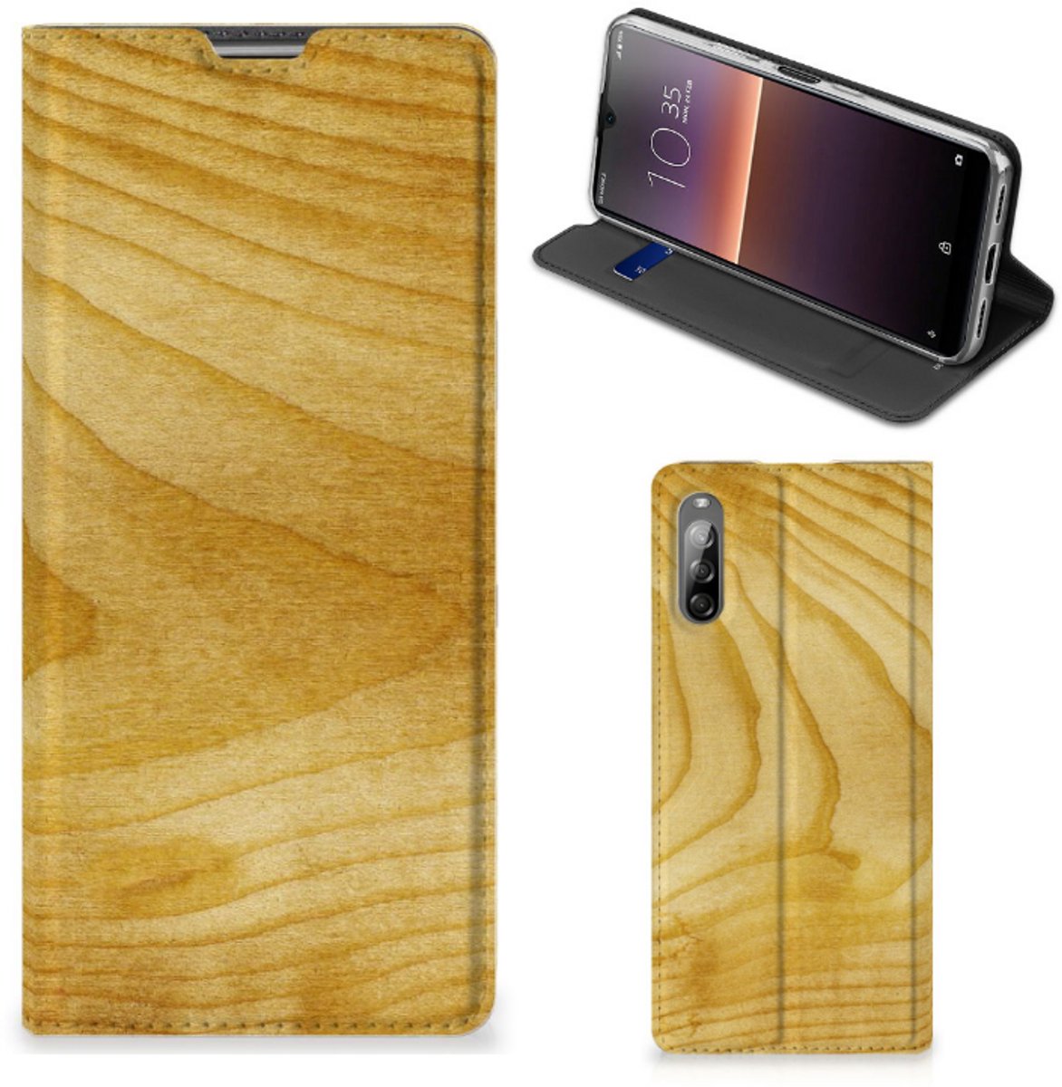 Book Case voor Sony Xperia L4 Book Wallet Case Licht Hout