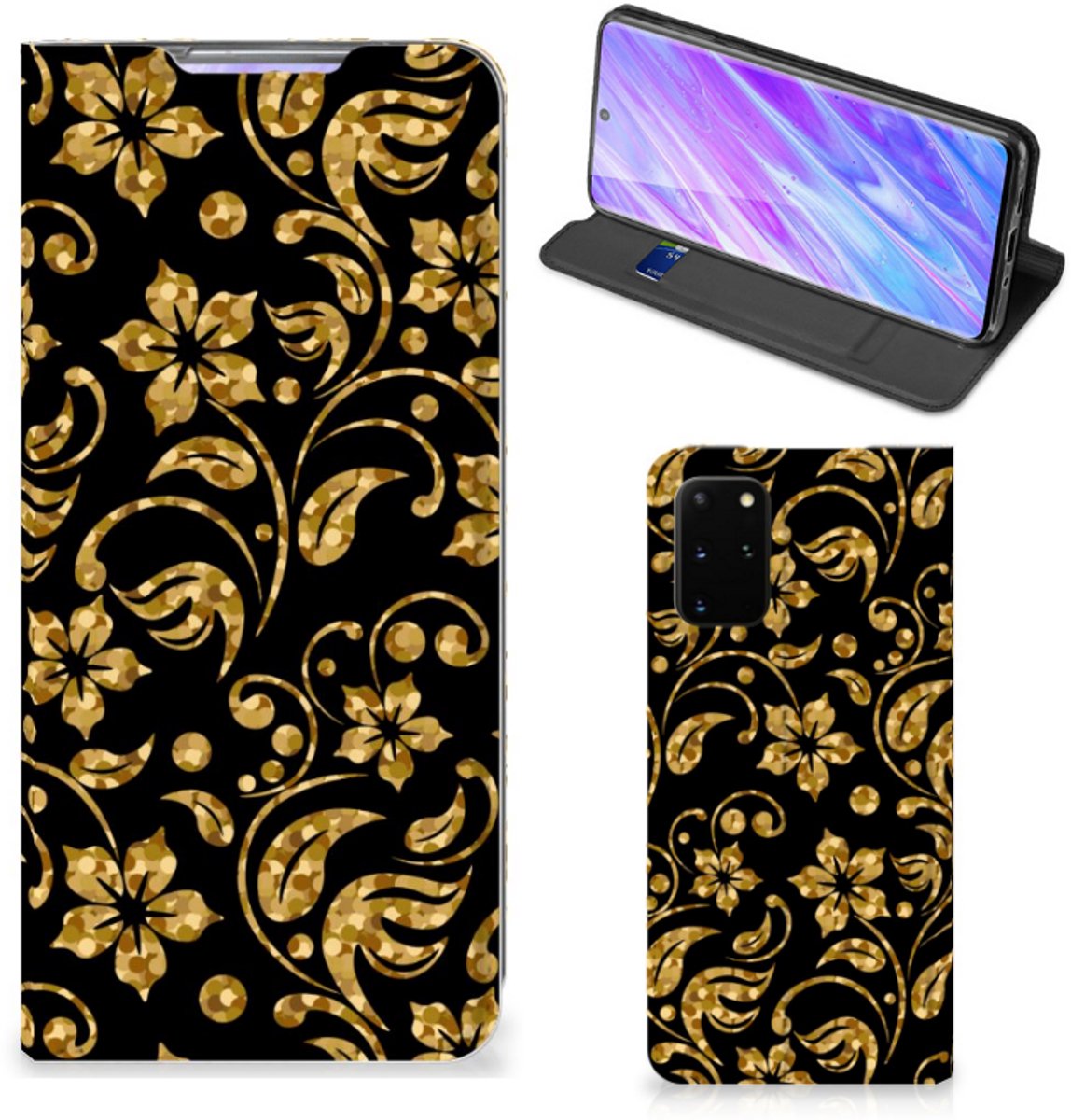 Samsung Galaxy S20 Plus Smart Cover Gouden Bloemen