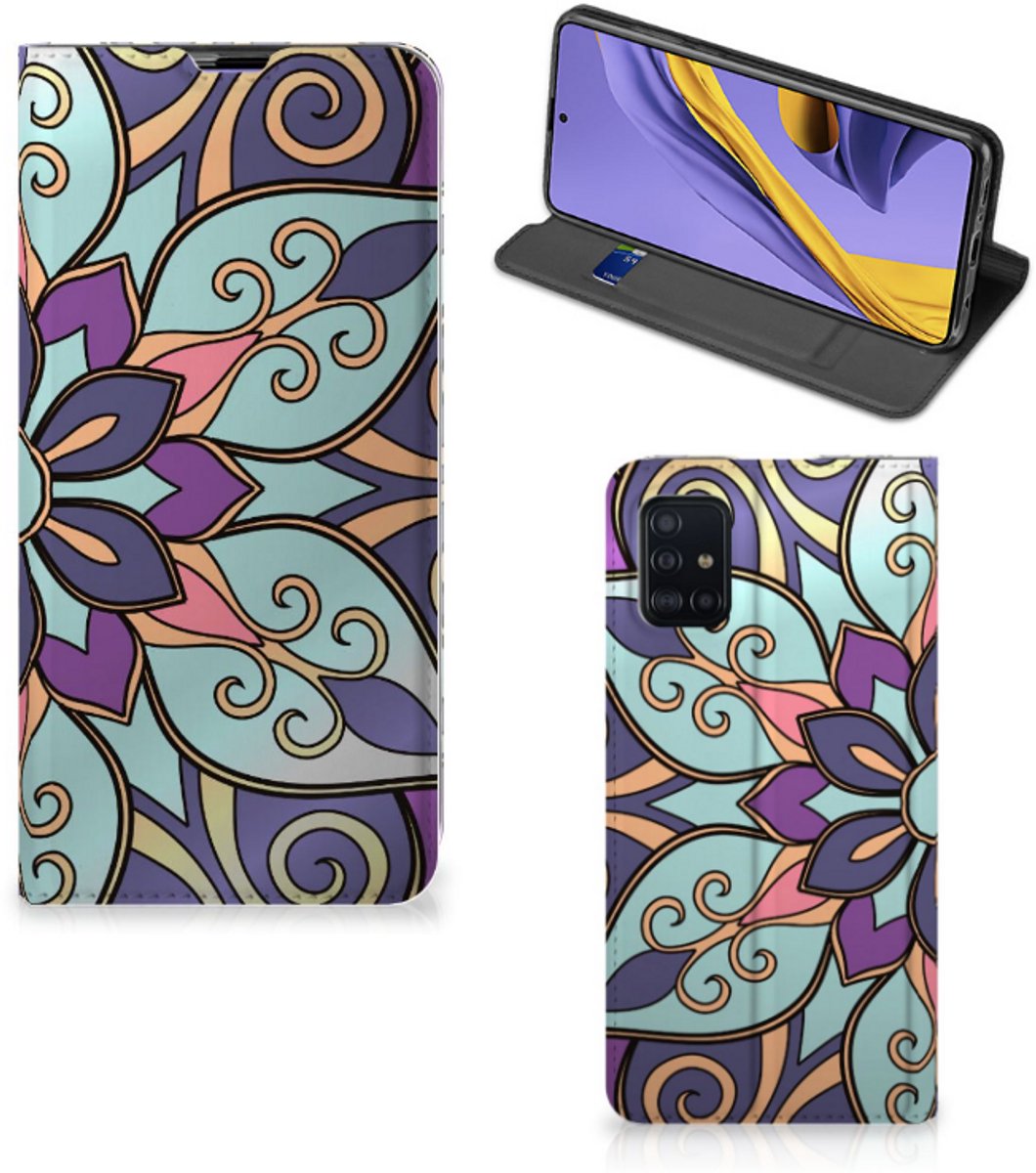 Samsung Galaxy A51 Smart Cover Purple Flower