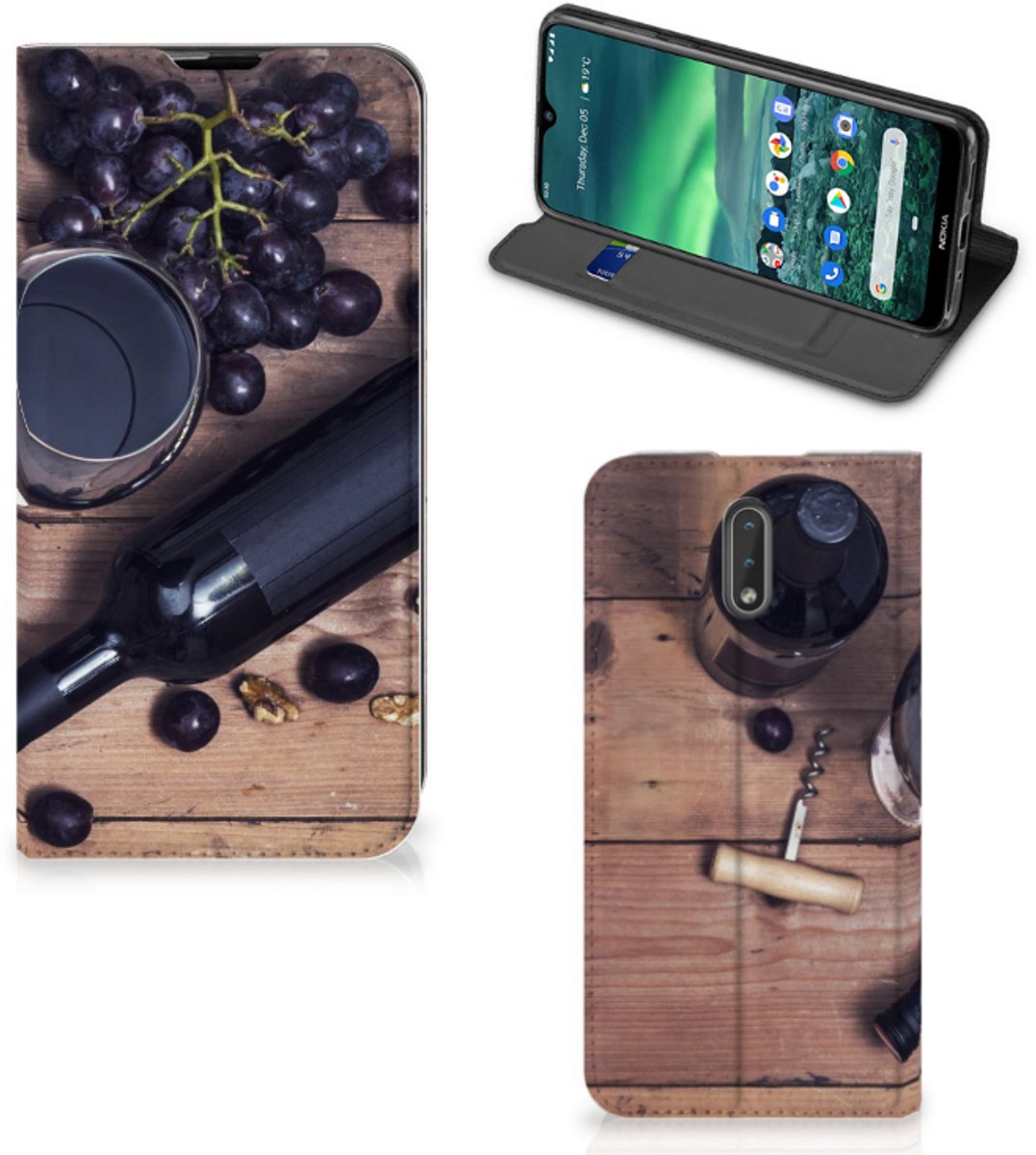 Book Case voor Nokia 2.3 Flip Style Cover Wijn