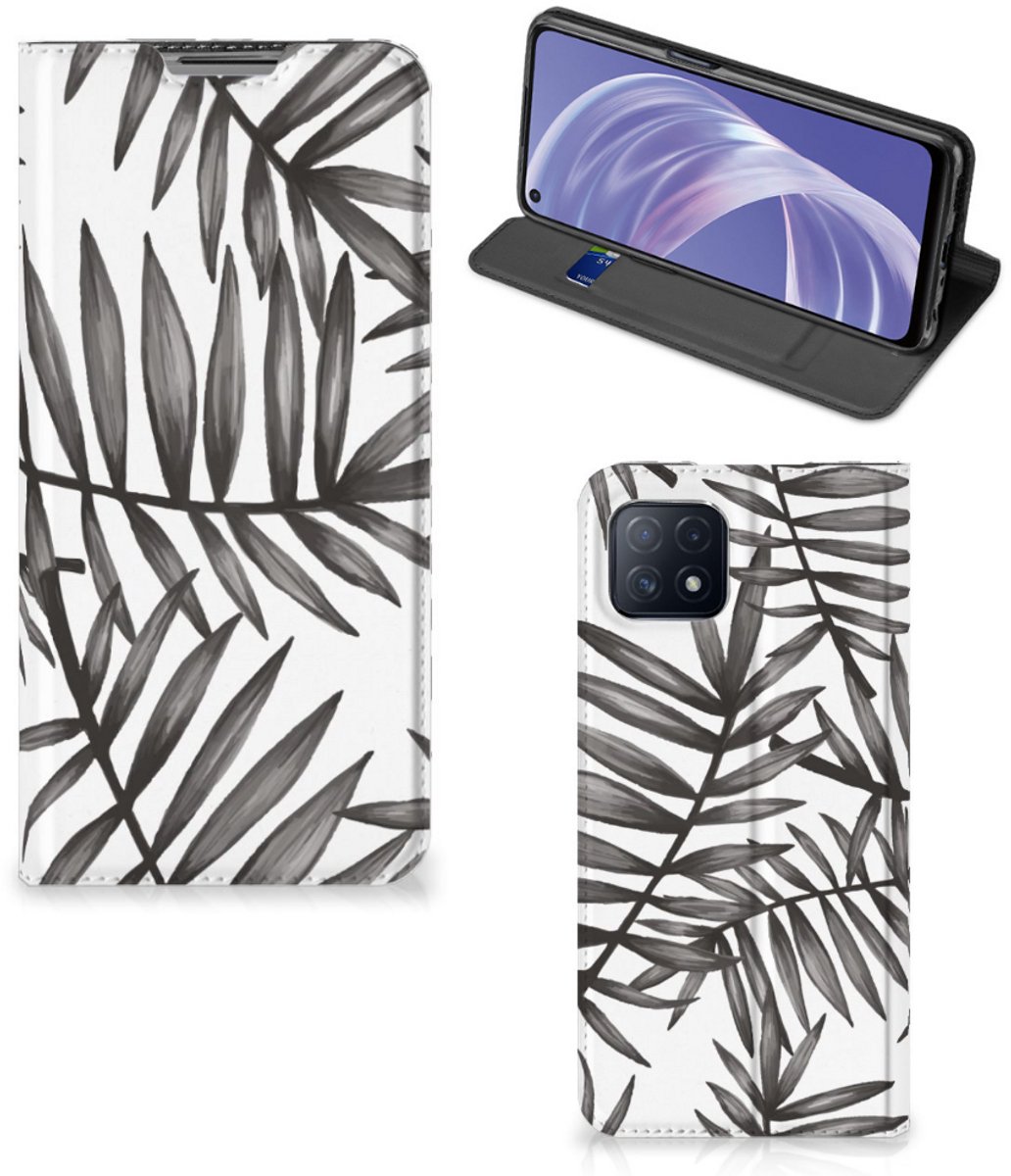 OPPO A73 5G Smart Cover Leaves Grey