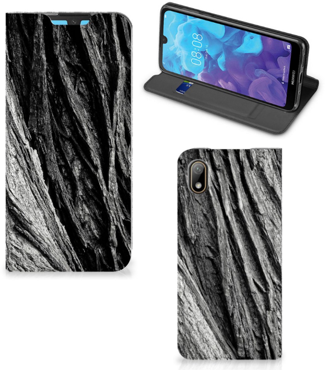 Book Wallet Case Huawei Y5 (2019) Boomschors Grijs