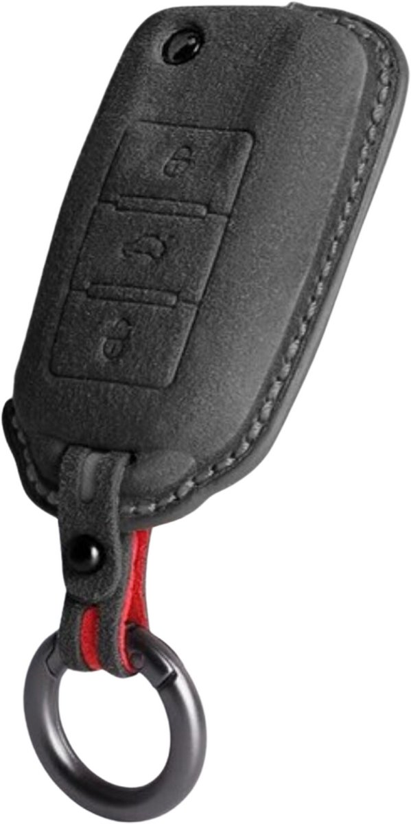 Luxe Alcantara Sleutelcover - Sleutelhoesje Geschikt voor Volkswagen Golf / Polo / Tiguan / Up / Passat / Seat Leon / Skoda Citigo - Alcantara Look - Zacht Sleutel Hoesje - Met Hanger - Auto AccessoiresVW