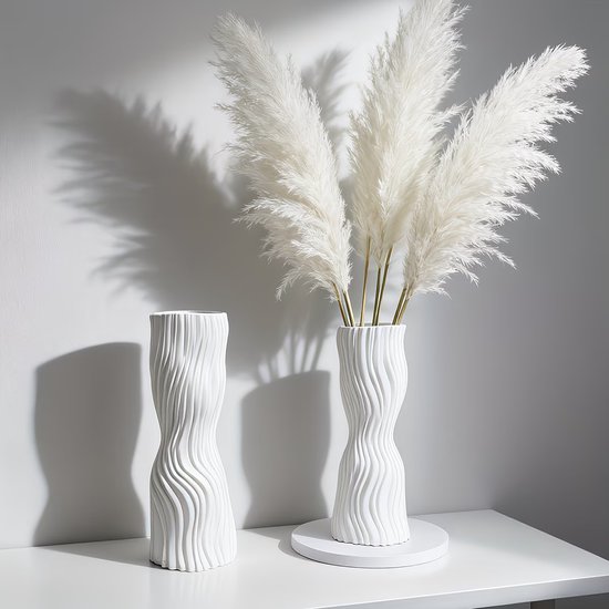 Grote Bloemenvaas 48,26 cm Hoog, Moderne Scandinavische Vaas voor Huisdecoratie, wit