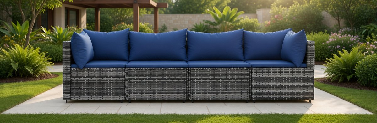 Luxe 4-Persoons Tuinset met Comfortabele Kussens – Poly Rattan Outdoor Patio Set voor Terras & Tuin – Weerbestendig en Modern Design – MedaHomeStore