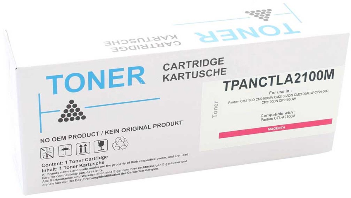 Pantum CTL-A2100M - Toner Magenta - 1.000 pagina's - Huismerk Compatible - Geschikt voor Pantum CM 2100 ADN Pantum CM 2100 ADW Pantum CM 2100 D Pantum CM 2100 DW Pantum CP 2100 D Pantum CP 2100 DN Pantum CP 2100 DW