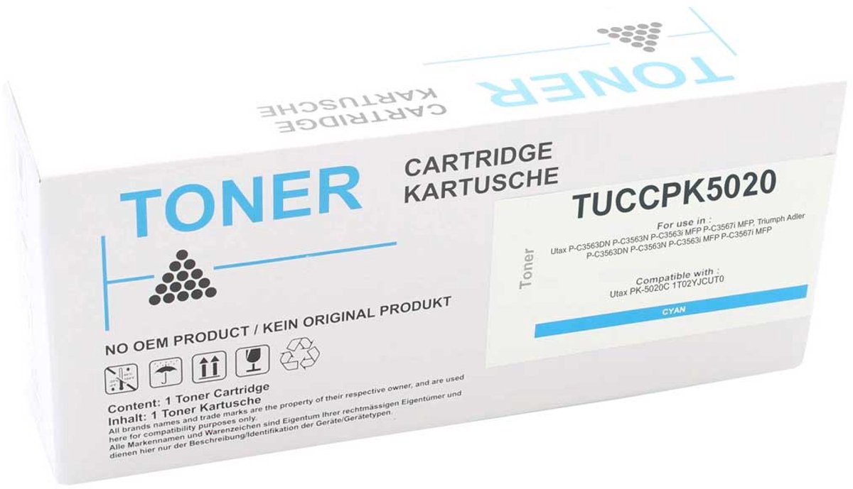 Utax - Toner cartridge - C3563N - Cyaan - 5.000 pagina’s - Huismerk - geschikt voor Triumph Adler P C3563 DN, Triumph Adler P C3563 iMFP, Triumph Adler P C3563 N, Triumph Adler P C3567 i MFP, Utax P C3563 DN, Utax P C3563 i MFP, Utax P C3563 N
