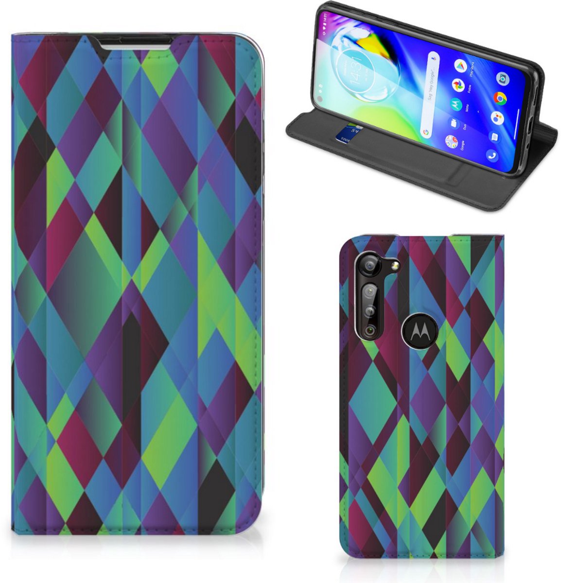 Motorola Moto G8 Power Stand Case Abstract Green Blue
