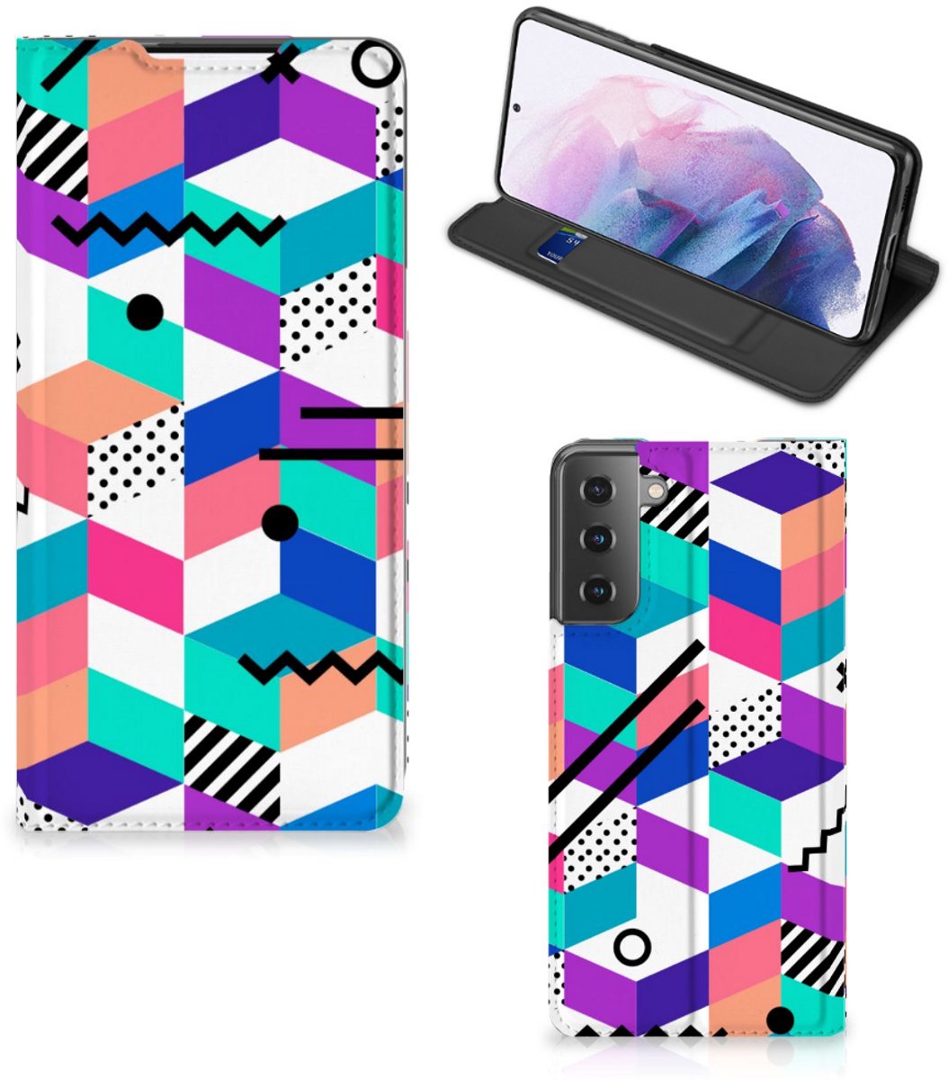 Samsung Galaxy S21 Plus Stand Case Blokken Kleurrijk
