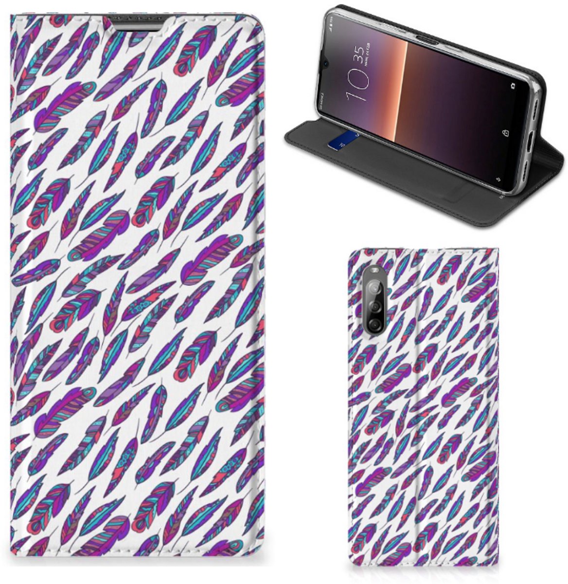 Sony Xperia L4 Hoesje met Magneet Feathers Color
