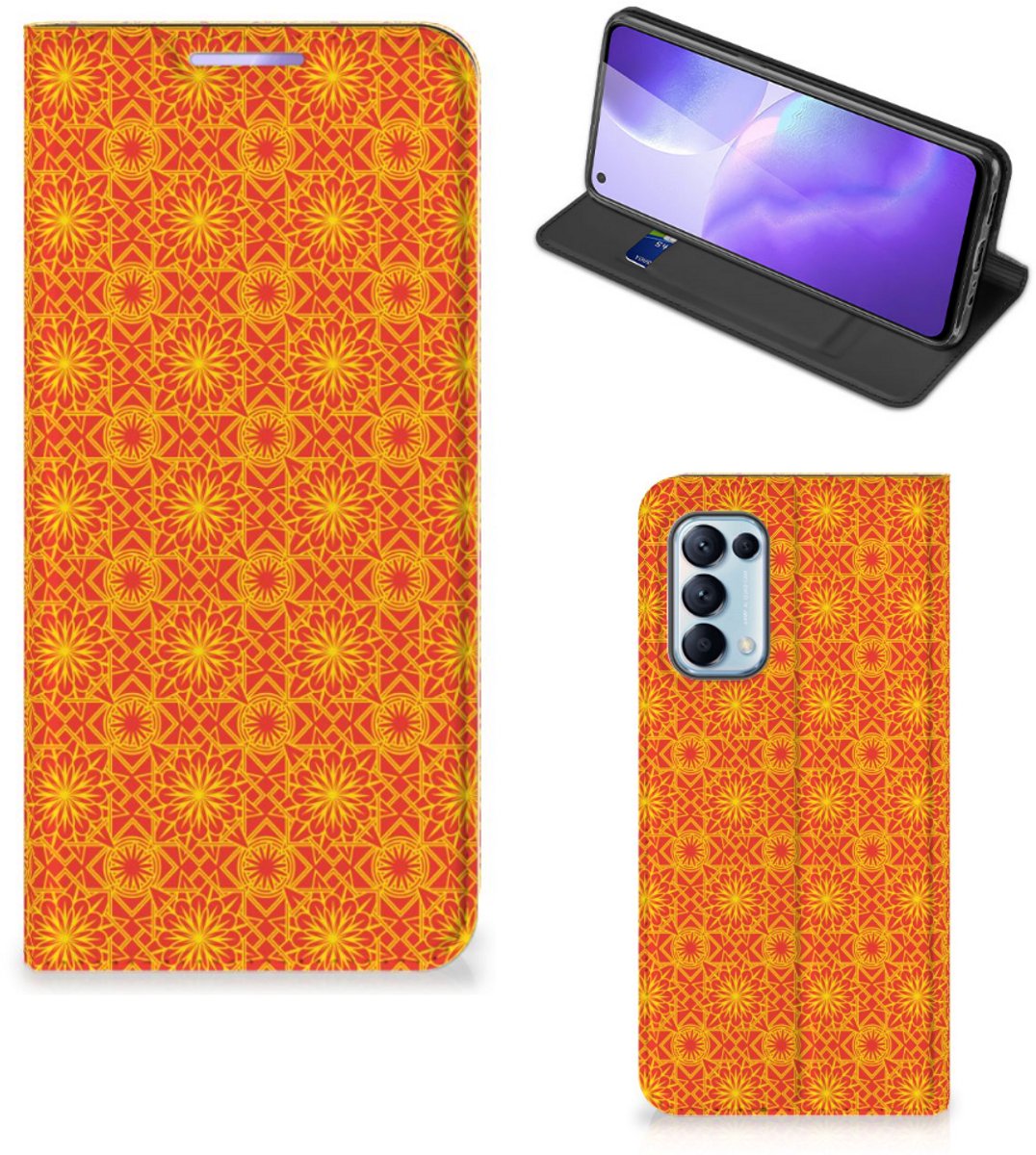 OPPO Find X3 Lite Hoesje met Magneet Batik Oranje