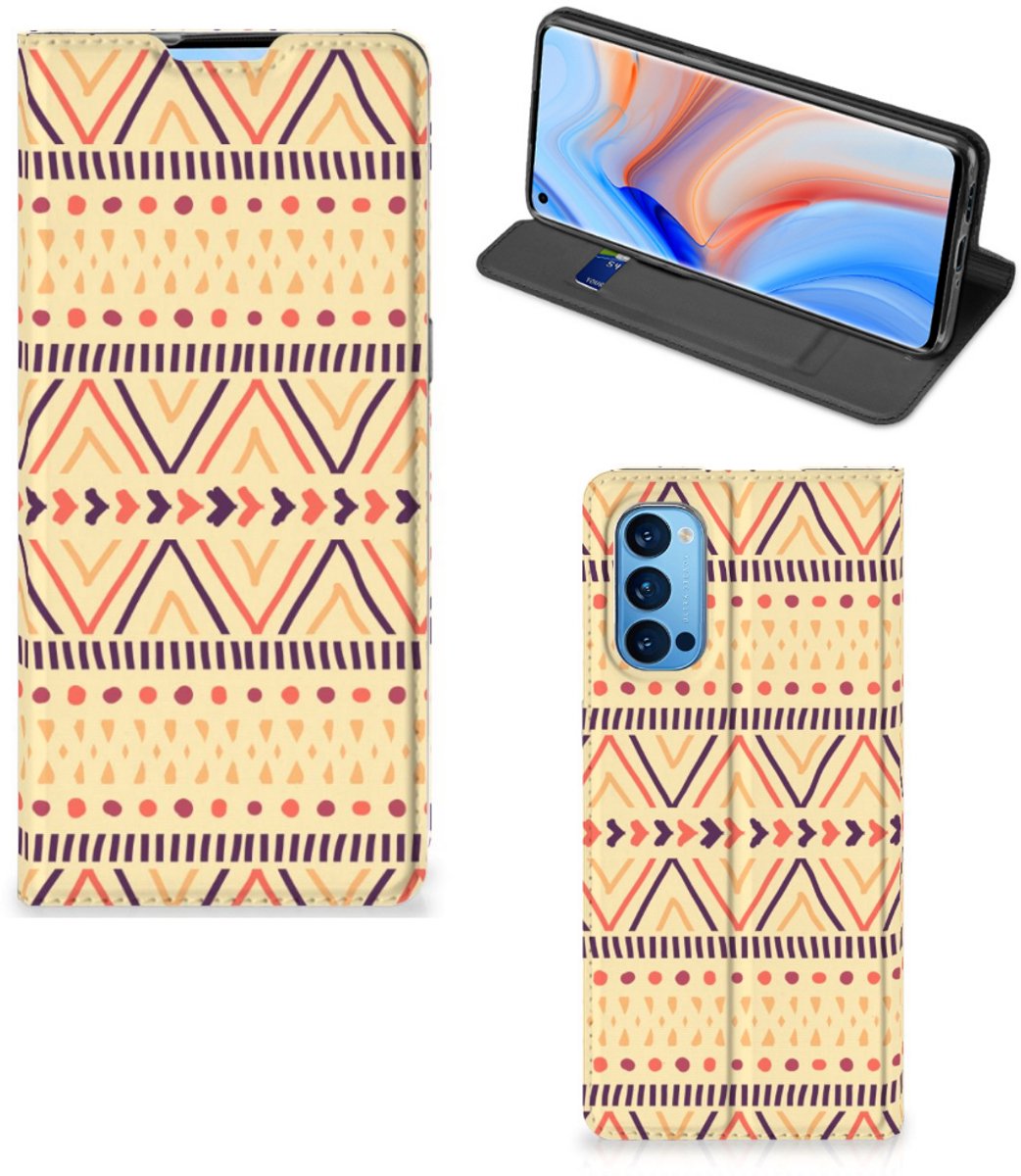 OPPO Reno4 Pro 5G Hoesje met Magneet Aztec Yellow