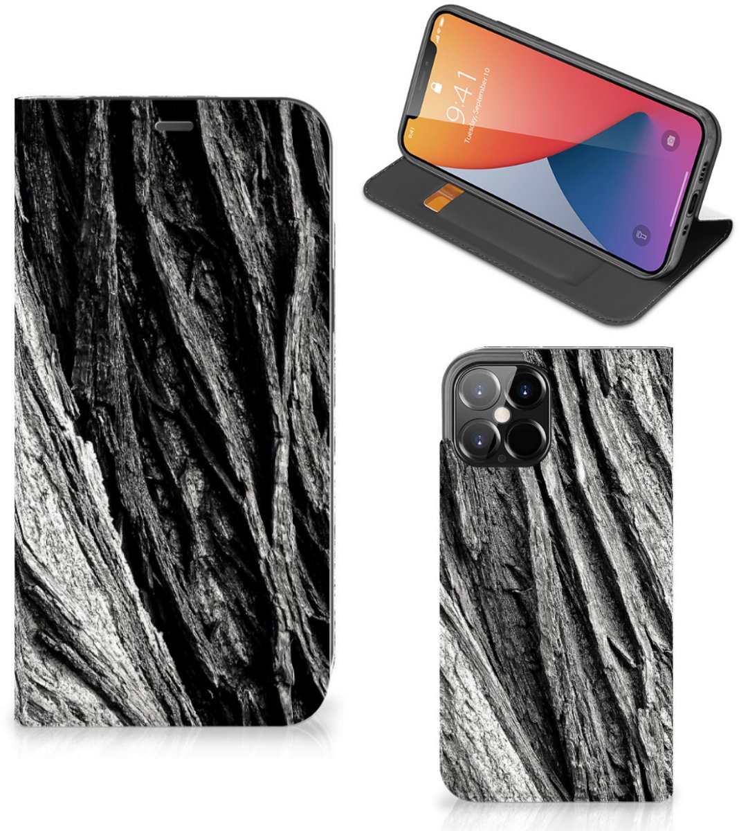 Book Wallet Case iPhone 12 Pro Max Boomschors Grijs