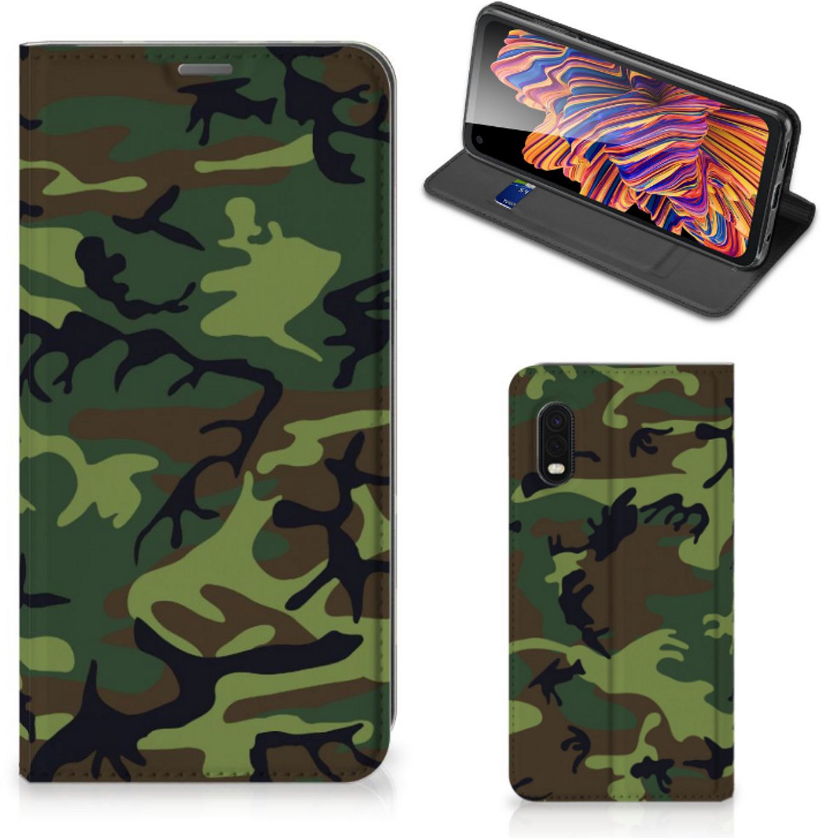 Samsung Xcover Pro Hoesje met Magneet Army Dark