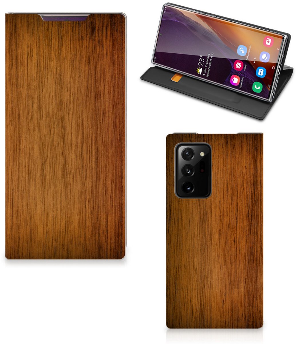 Samsung Galaxy Note 20 Ultra Book Wallet Case Donker Hout
