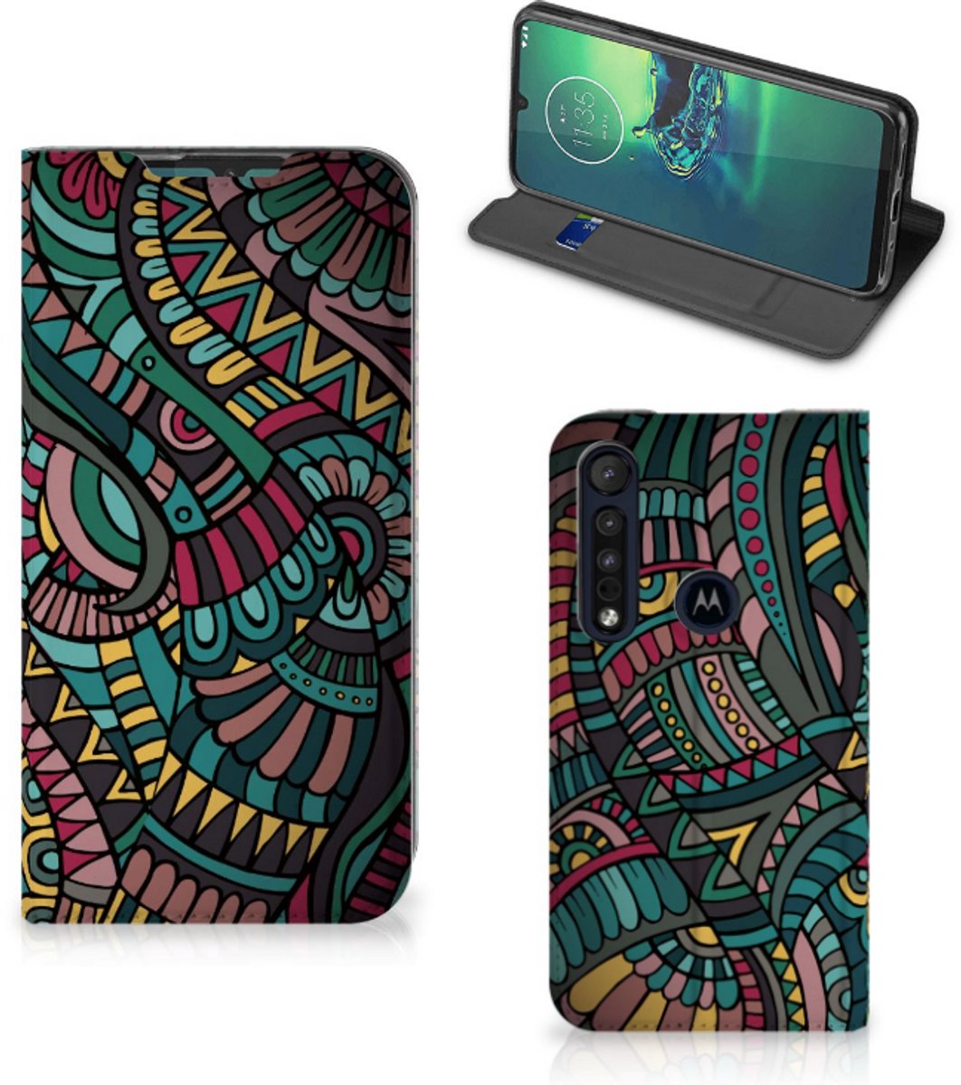 Motorola G8 Plus Hoesje met Magneet Aztec