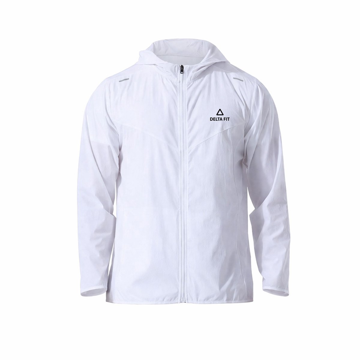 Delta Fit - Hardloopjack - Regenjas - Windjack - Wit - met capuchon - Maat XL