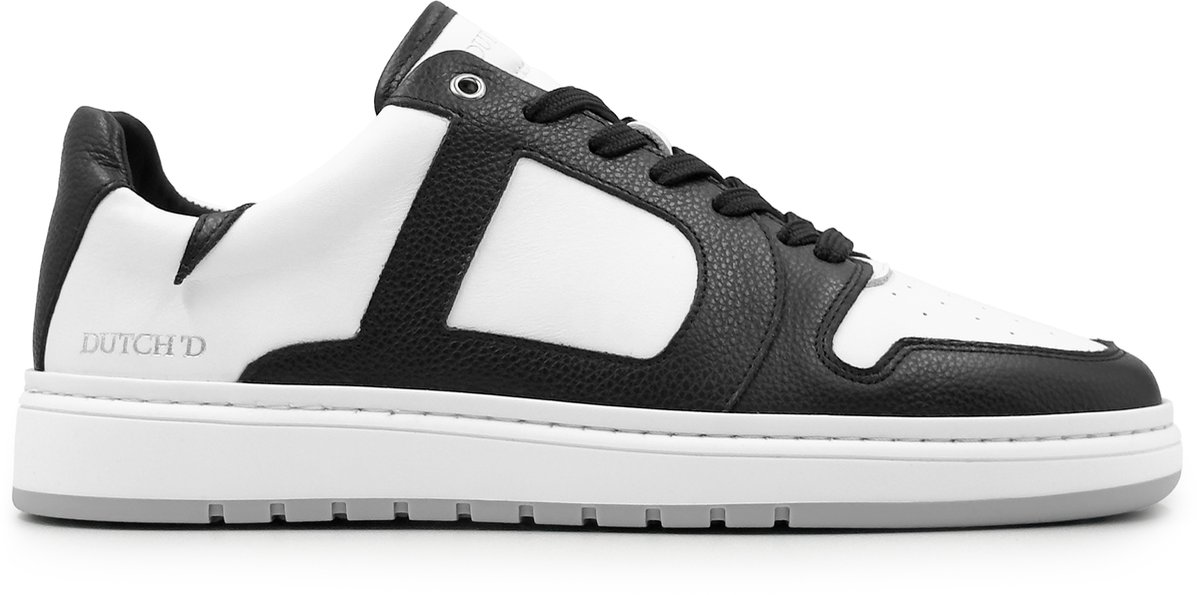 Dutch'D ® Sneaker - Zwart wit - Sportief - Leer - Stijl Rune - Maat 45