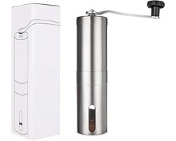 REN®Coffee Grinder - Moka Pot - Koffiemolens - met traploze instelling van de maalgraad - Roestvrijstalen - Zilver - 5cm x 5cm x 20cm